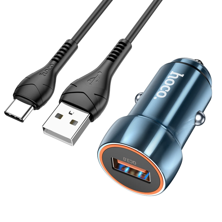 hoco Z46 Blue Shield Single Port QC3.0 Car Charger Set with Type-C Cable
