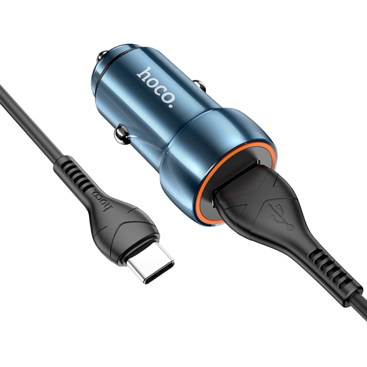 hoco Z46 Blue Shield Single Port QC3.0 Car Charger Set with Type-C Cable