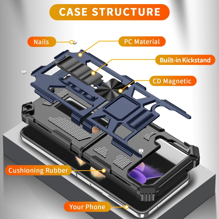 For Samsung Galaxy Z Flip4 5G Armor Shockproof TPU + PC Magnetic Protective Phone Case with Holder