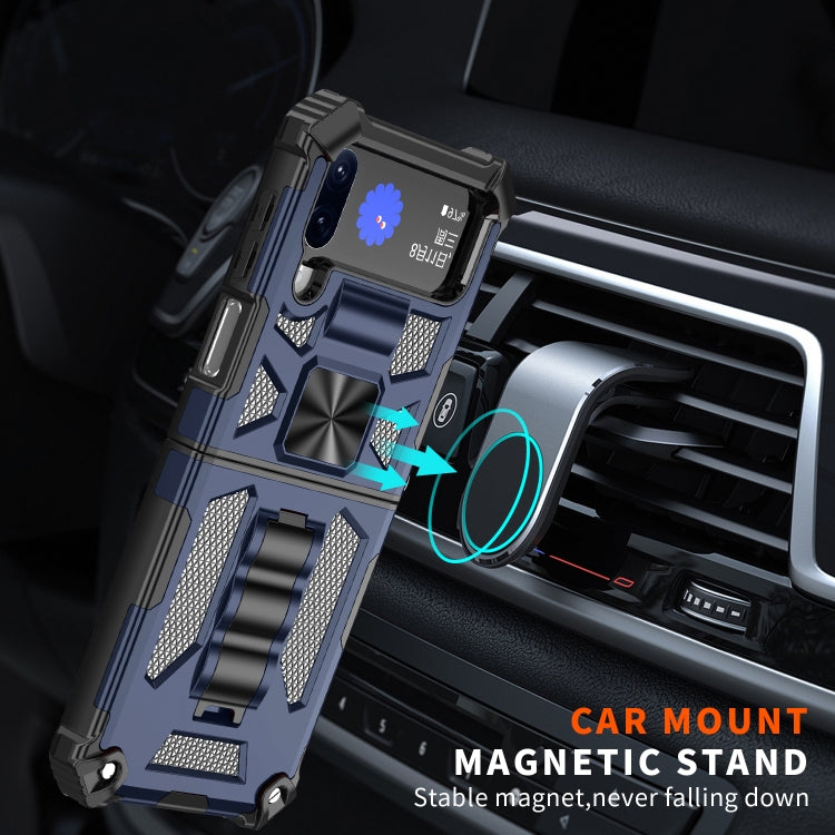 For Samsung Galaxy Z Flip4 5G Armor Shockproof TPU + PC Magnetic Protective Phone Case with Holder