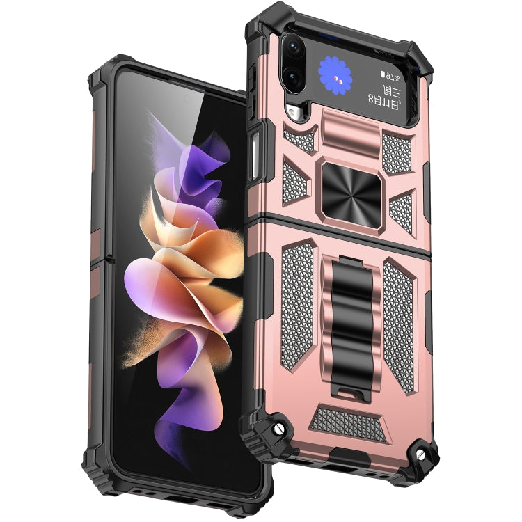 For Samsung Galaxy Z Flip4 5G Armor Shockproof TPU + PC Magnetic Protective Phone Case with Holder