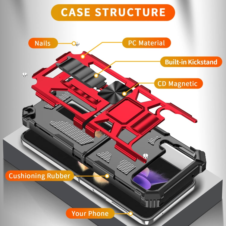 For Samsung Galaxy Z Flip4 5G Armor Shockproof TPU + PC Magnetic Protective Phone Case with Holder