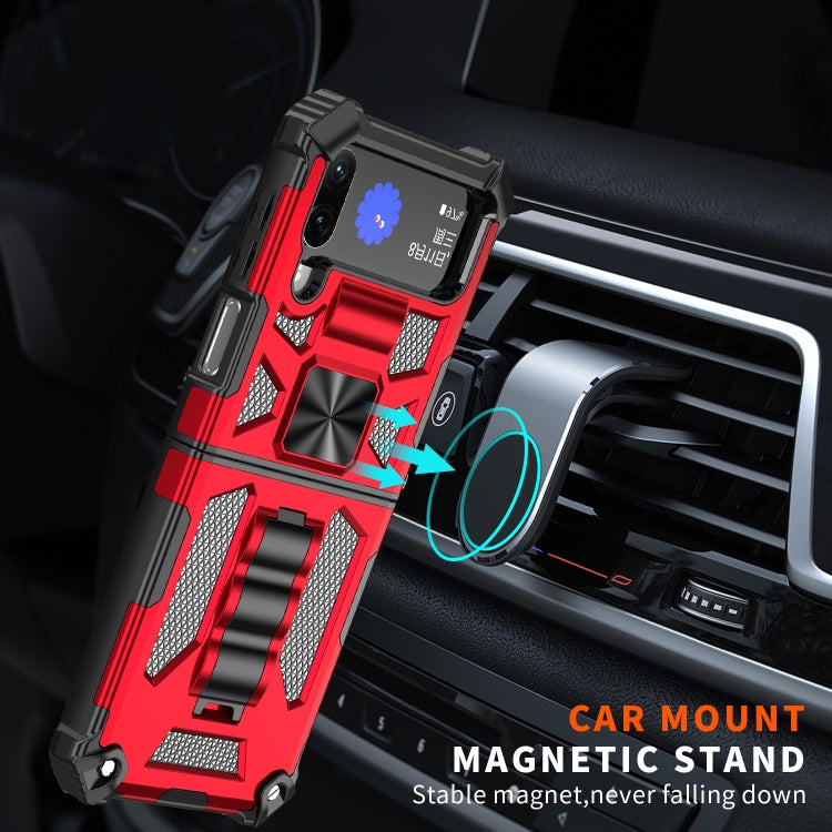 For Samsung Galaxy Z Flip4 5G Armor Shockproof TPU + PC Magnetic Protective Phone Case with Holder