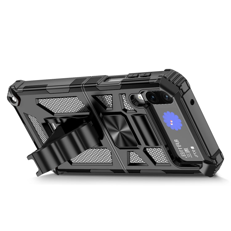 For Samsung Galaxy Z Flip4 5G Armor Shockproof TPU + PC Magnetic Protective Phone Case with Holder
