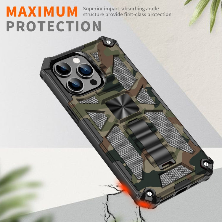 For iPhone 14 Pro Max Camouflage Armor Shockproof TPU + PC Magnetic Phone Case
