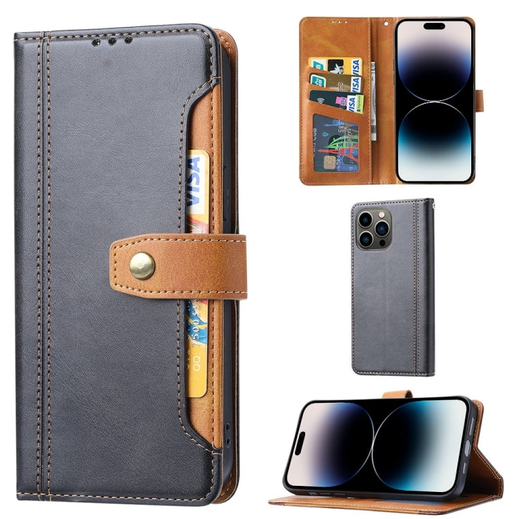 For iPhone 14 Pro Max Calf Texture Double Fold Clasp Horizontal Flip Leather Case