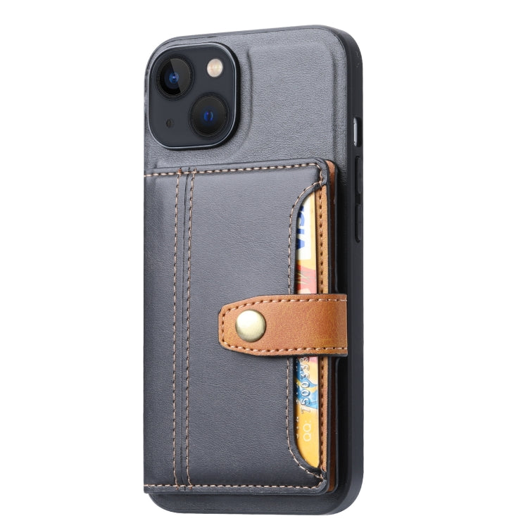 For iPhone 14 Calfskin Card Slot TPU + PU Phone Case