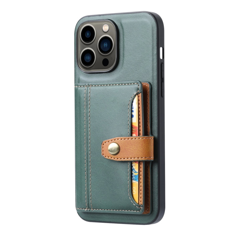 For iPhone 14 Pro Calfskin Card Slot TPU + PU Phone Case
