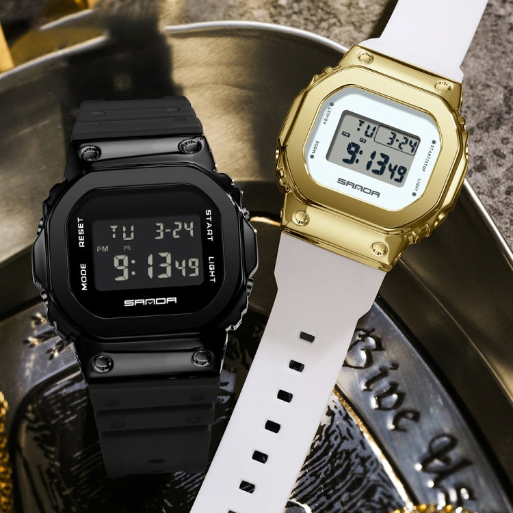 SANDA 2126 Tempered Mirror Luminous Waterproof Dual Display Electronic Watch