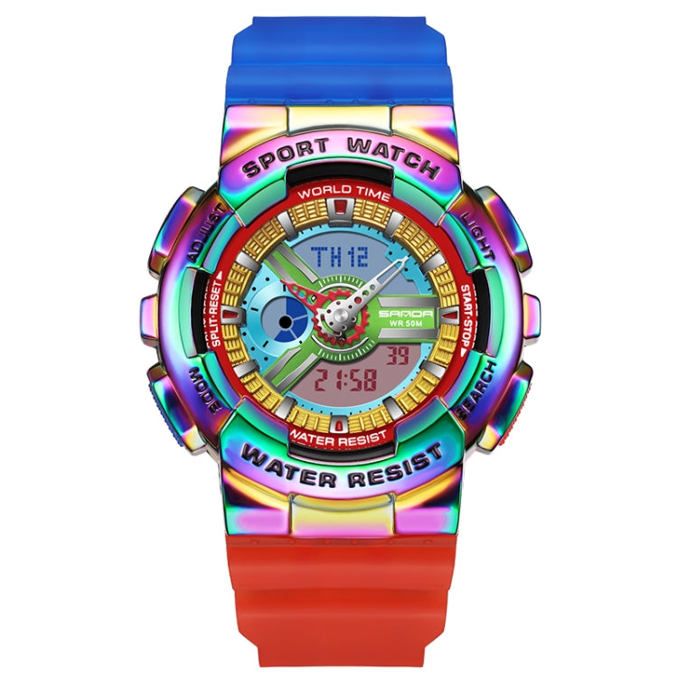 SANDA 3137 TPU Strap Luminous Waterproof Dual Display Electronic Watch