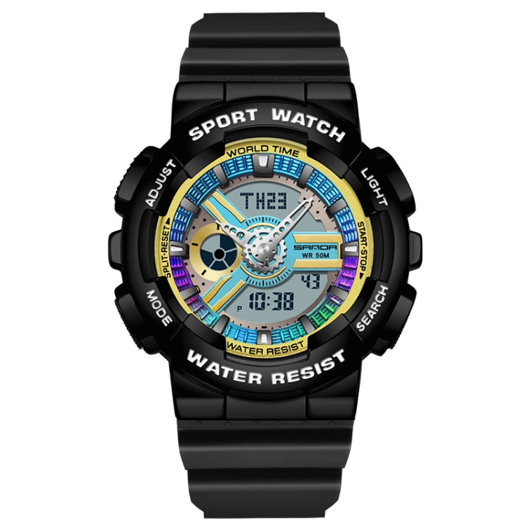 SANDA 3137 TPU Strap Luminous Waterproof Dual Display Electronic Watch