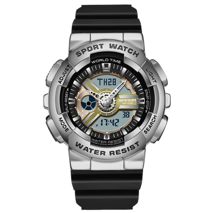 SANDA 3137 TPU Strap Luminous Waterproof Dual Display Electronic Watch