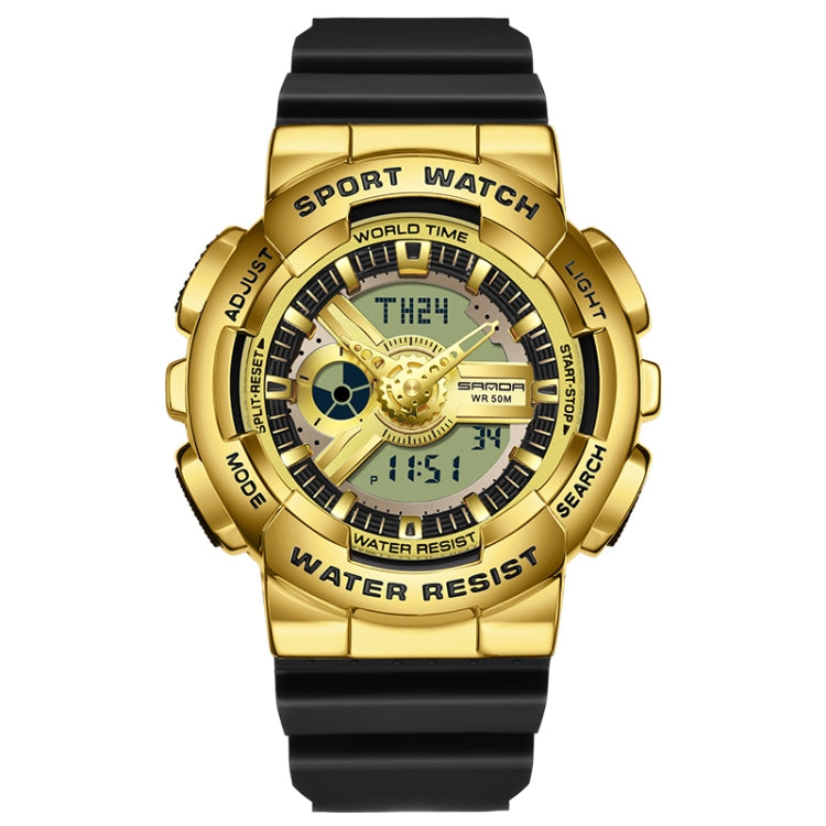 SANDA 3137 TPU Strap Luminous Waterproof Dual Display Electronic Watch