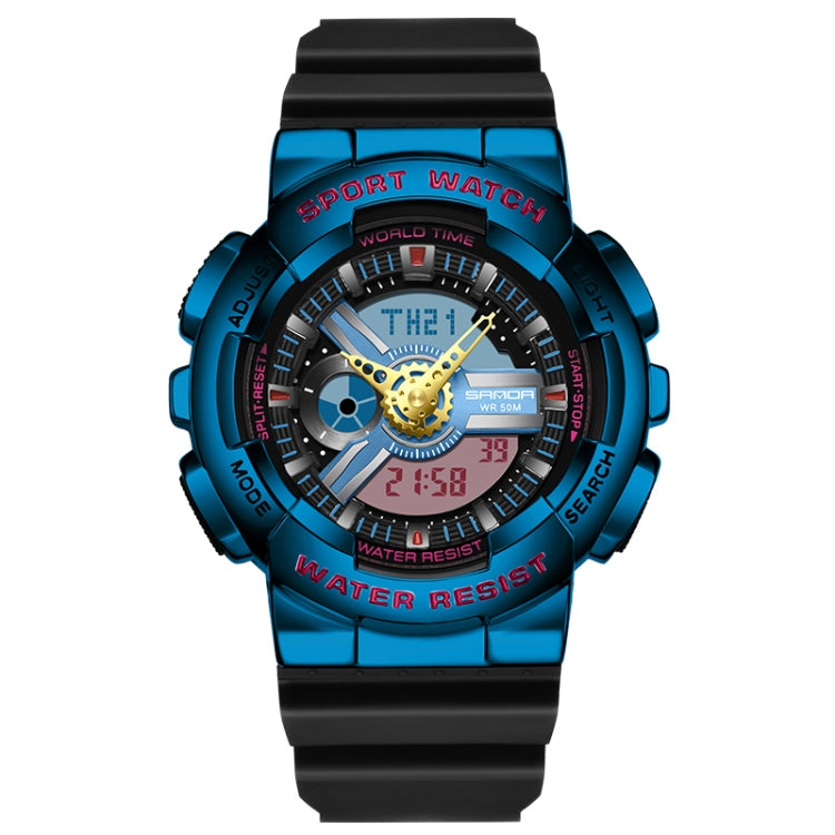 SANDA 3137 TPU Strap Luminous Waterproof Dual Display Electronic Watch