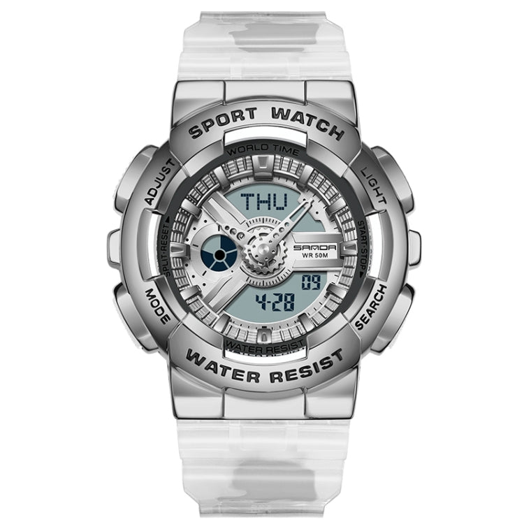 SANDA 3137 TPU Strap Luminous Waterproof Dual Display Electronic Watch