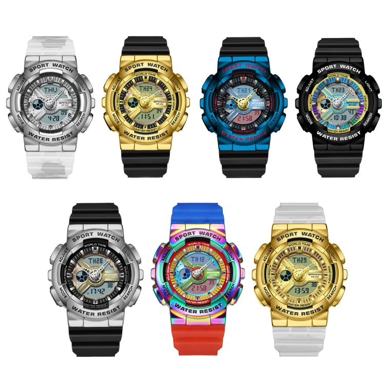 SANDA 3137 TPU Strap Luminous Waterproof Dual Display Electronic Watch
