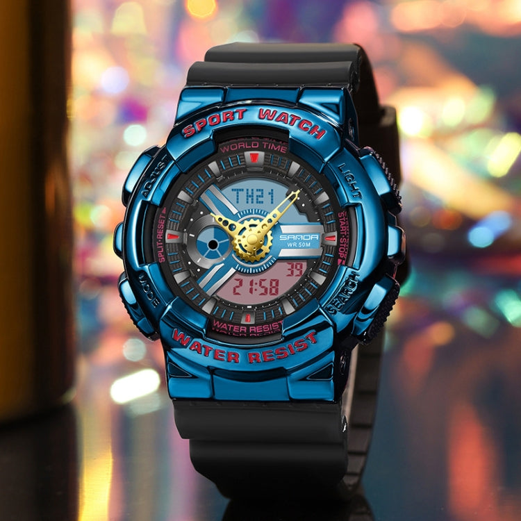 SANDA 3137 TPU Strap Luminous Waterproof Dual Display Electronic Watch