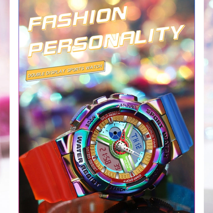 SANDA 3137 TPU Strap Luminous Waterproof Dual Display Electronic Watch