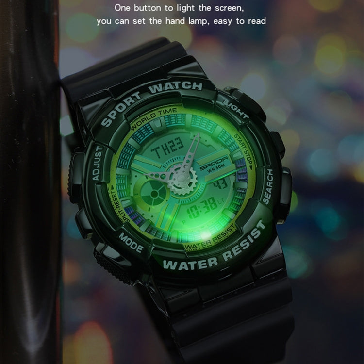 SANDA 3137 TPU Strap Luminous Waterproof Dual Display Electronic Watch