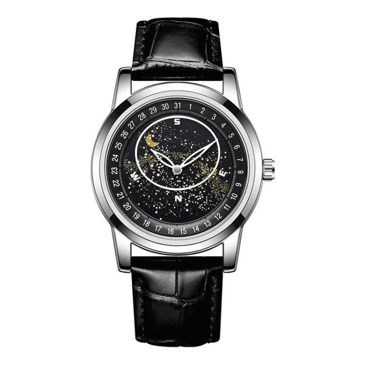 SANDA 7001 Leather Strap Luminous Waterproof Mechanical Watch