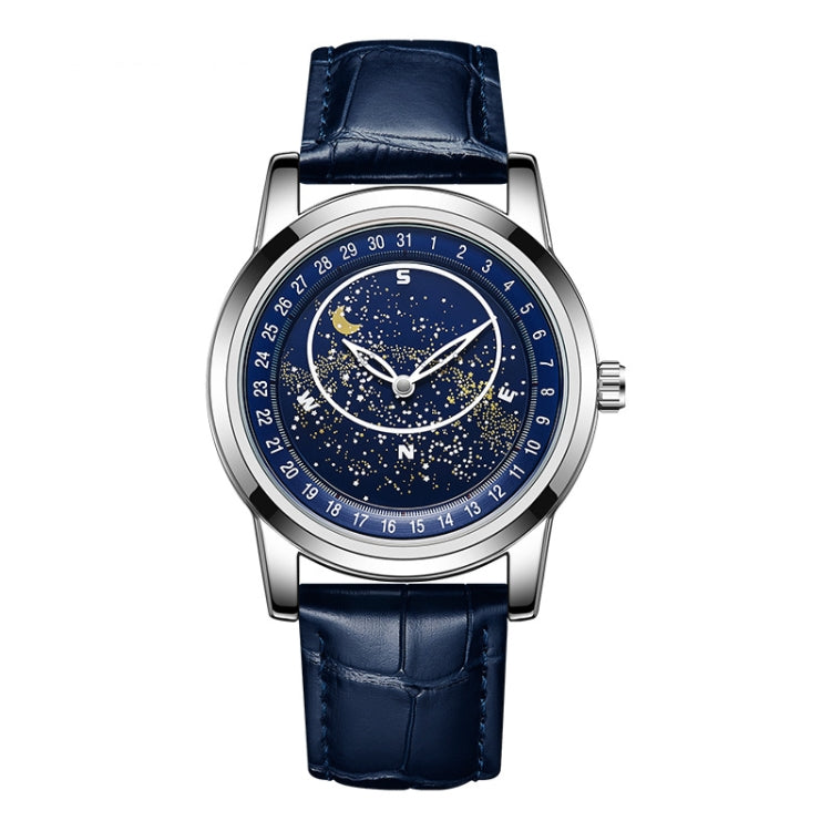 SANDA 7001 Leather Strap Luminous Waterproof Mechanical Watch