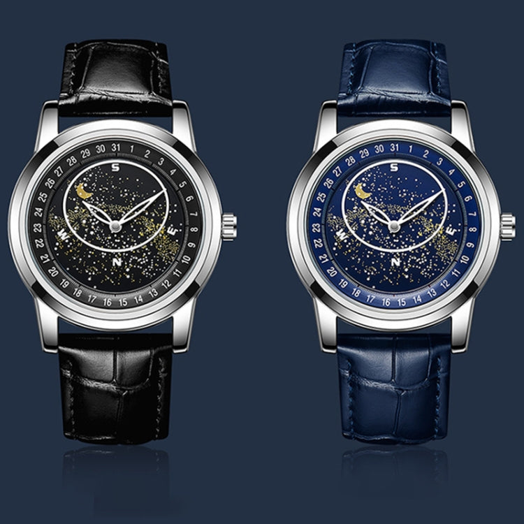 SANDA 7001 Leather Strap Luminous Waterproof Mechanical Watch