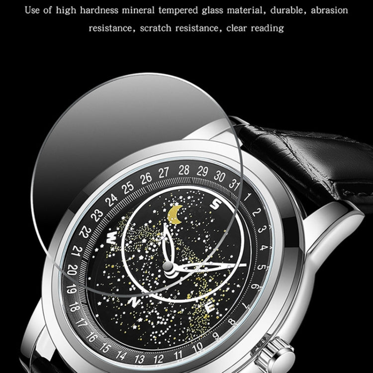 SANDA 7001 Leather Strap Luminous Waterproof Mechanical Watch