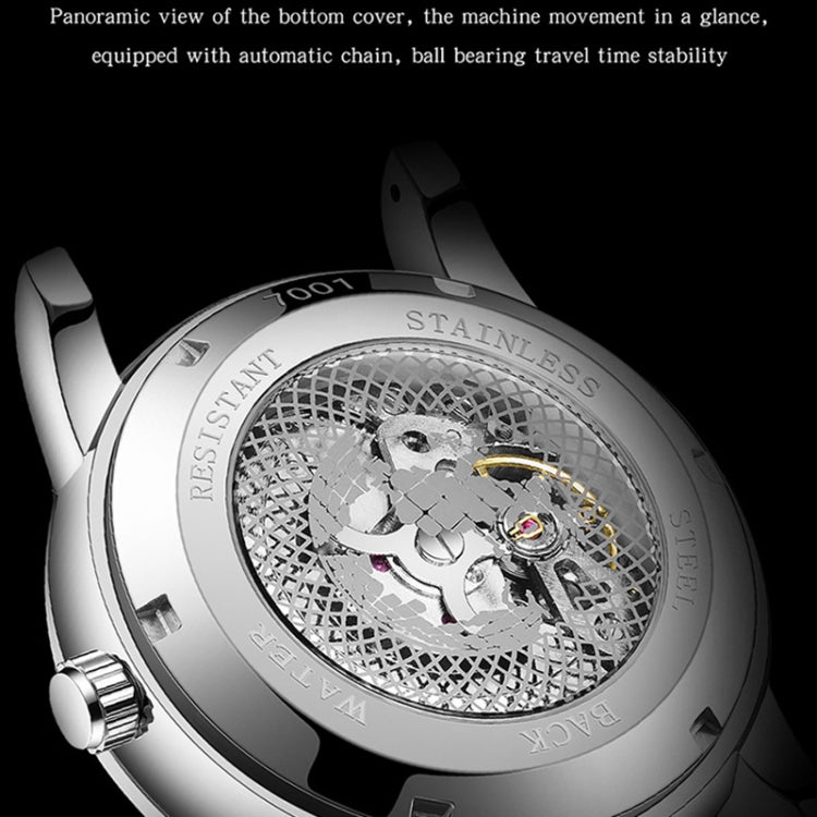 SANDA 7001 Leather Strap Luminous Waterproof Mechanical Watch