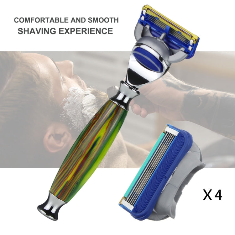 AD-4 Men Safety Razor Set Razor Blades Handle Shaving Brush Stand Kit