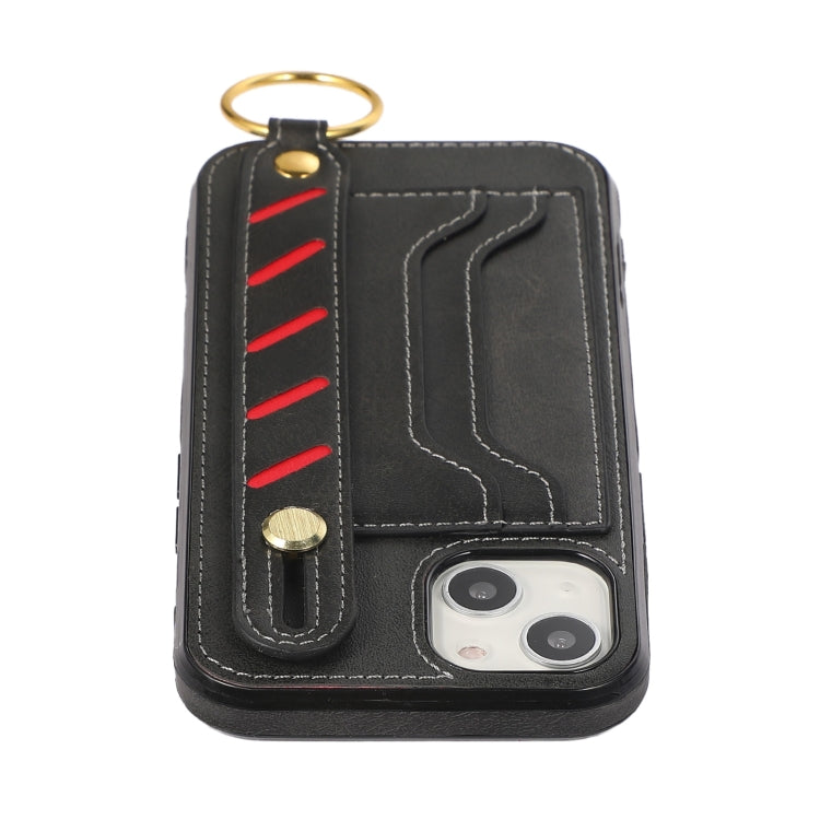 For iPhone 14 Wristband Wallet Leather Phone Case