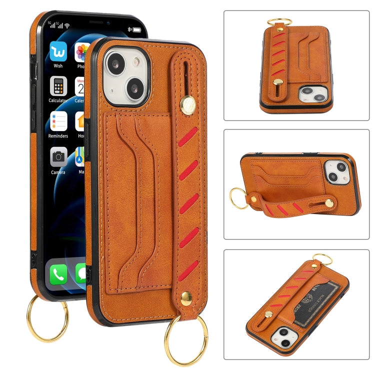 For iPhone 14 Wristband Wallet Leather Phone Case