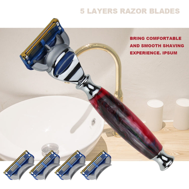 AD-5 4 In 1 Mens Shaving Kit 5 Layers Razor Replaceable Blades Shaving Brush Stand Set