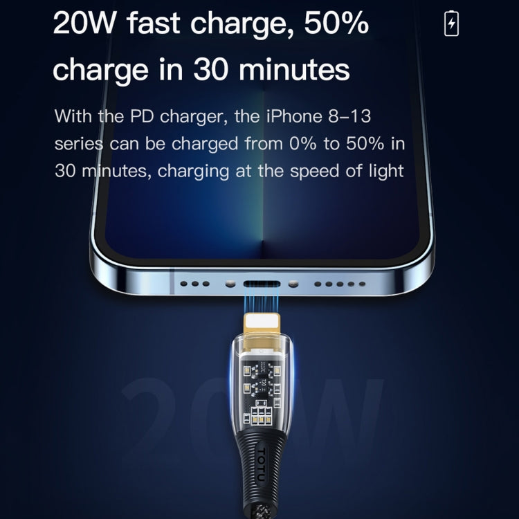 TOTU BPD-010 Exploer Series USB-C / Type-C to 8 Pin PD Fast Charging Data Cable,lengthï¼š1.2m(Black)