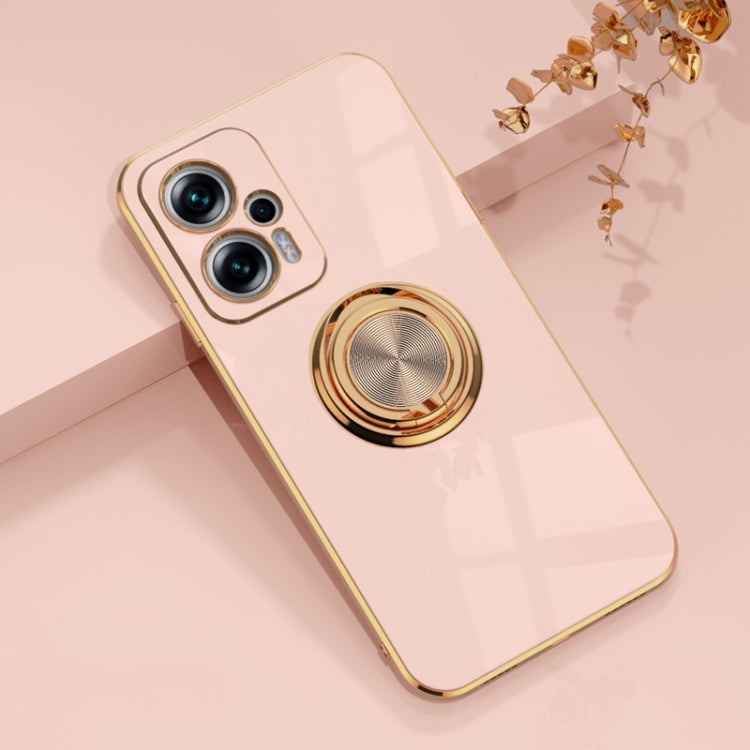 For Xiaomi Redmi Note 11T Pro 6D Electroplating Full Coverage Silicone Protective Case with Magnetic Ring Holder