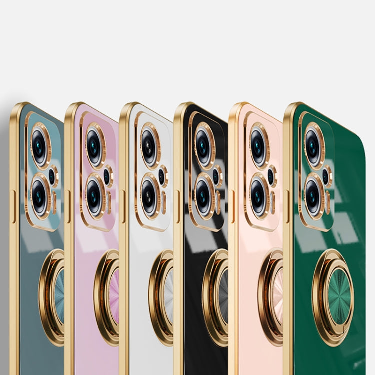 For Xiaomi Redmi Note 11T Pro 6D Electroplating Full Coverage Silicone Protective Case with Magnetic Ring Holder