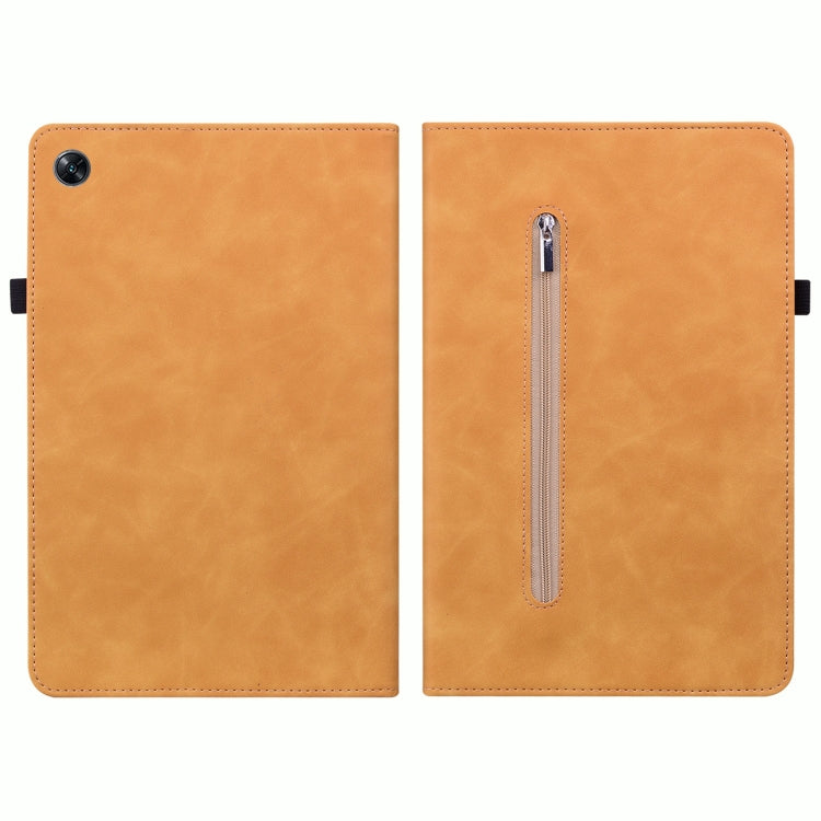 For OPPO Pad Air Skin Feel Solid Color Zipper Leather Tablet Case