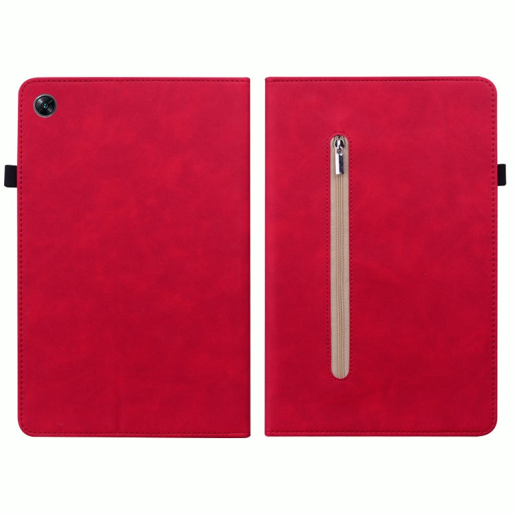 For OPPO Pad Air Skin Feel Solid Color Zipper Leather Tablet Case