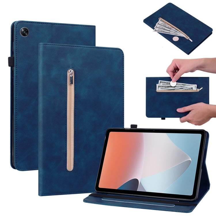 For OPPO Pad Air Skin Feel Solid Color Zipper Leather Tablet Case
