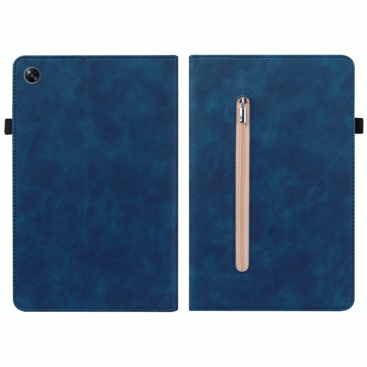 For OPPO Pad Air Skin Feel Solid Color Zipper Leather Tablet Case