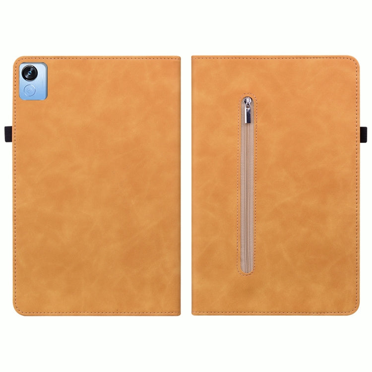 For Realme Pad X Skin Feel Solid Color Zipper Leather Tablet Case