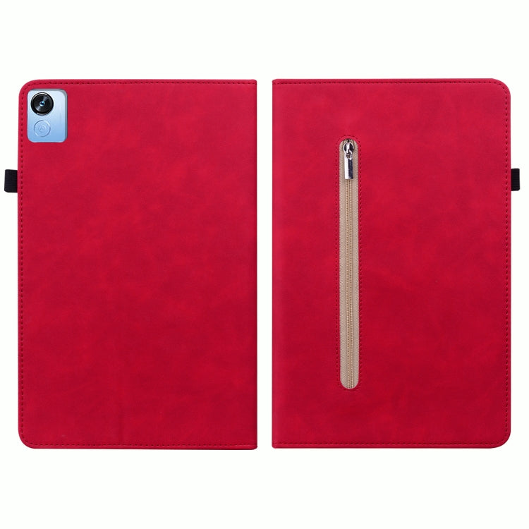 For Realme Pad X Skin Feel Solid Color Zipper Leather Tablet Case