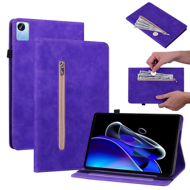 For Realme Pad X Skin Feel Solid Color Zipper Leather Tablet Case