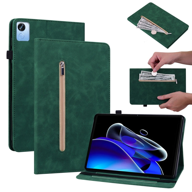 For Realme Pad X Skin Feel Solid Color Zipper Leather Tablet Case