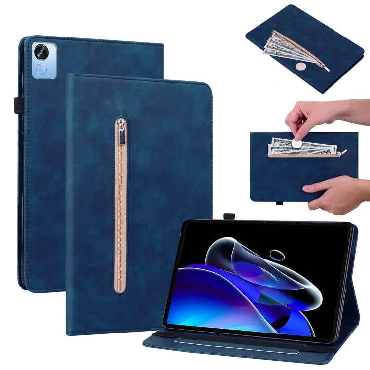 For Realme Pad X Skin Feel Solid Color Zipper Leather Tablet Case