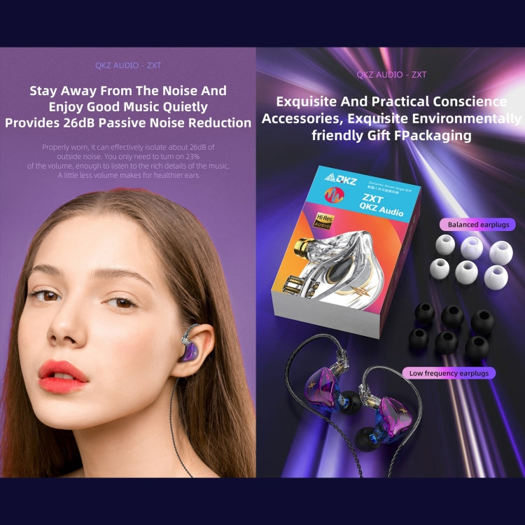 QKZ ZXT Sports In-ear Wired Control Plug HIFI Stereo Stage Monitor Earphone, Style:Standard Version