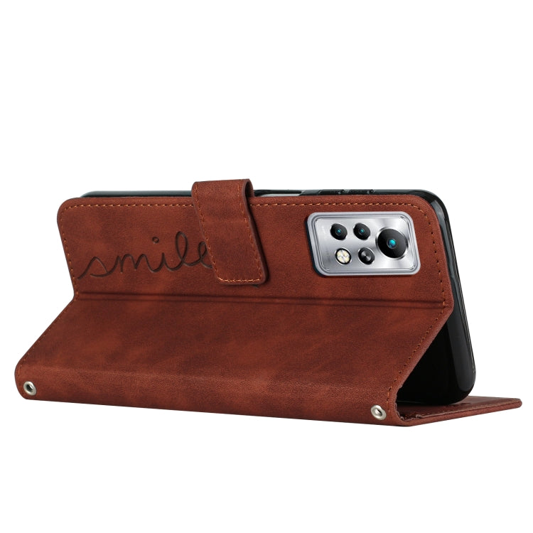 For Infinix Note 11 Pro Skin Feel Heart Pattern Leather Phone Case With Lanyard