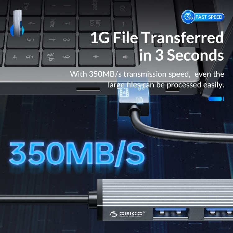 ORICO AH-A12F USB 3.0x1 + USB 2.0x2 + TF Card to USB 3.0 HUB Adapter(Space Gray)