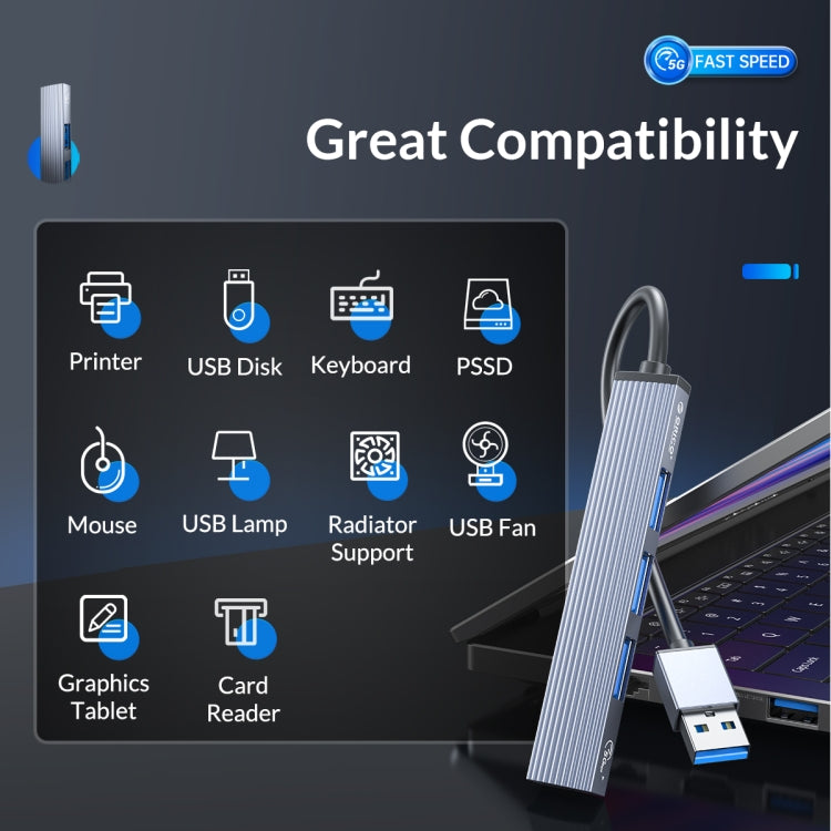 ORICO AH-A12F USB 3.0x1 + USB 2.0x2 + TF Card to USB 3.0 HUB Adapter(Space Gray)