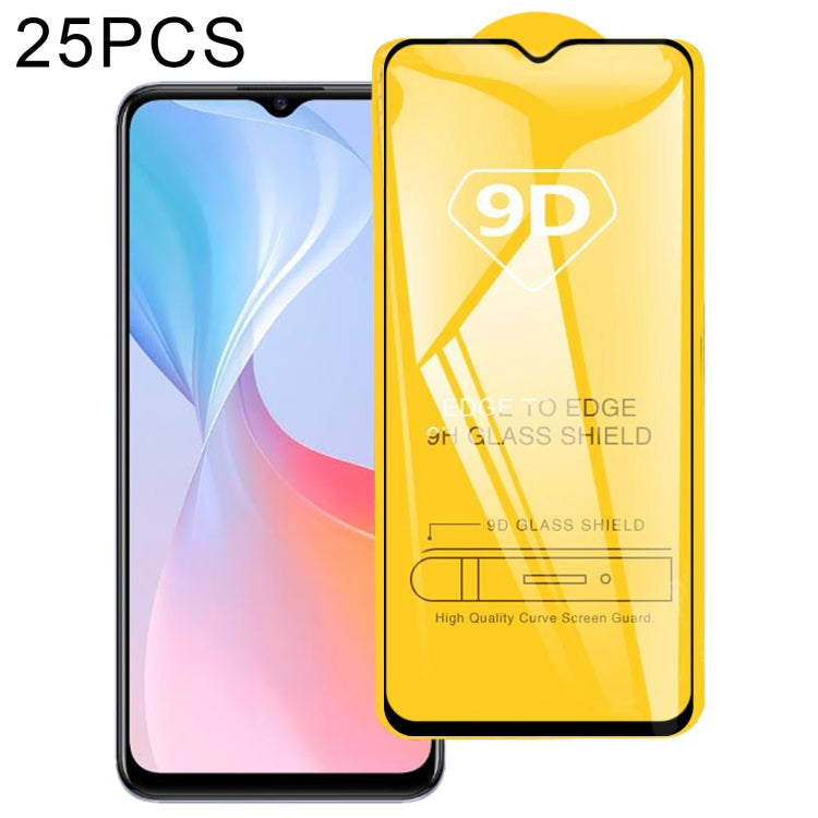 25 PCS 9D Full Glue Full Screen Tempered Glass Film For vivo T1x 5G / 4G / T1x Indian
