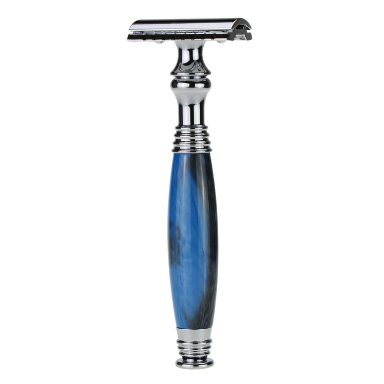 AS-5 Men Shaving Kit Double Edge Safety Razor Stand Blade Set(Black Blue Resin)